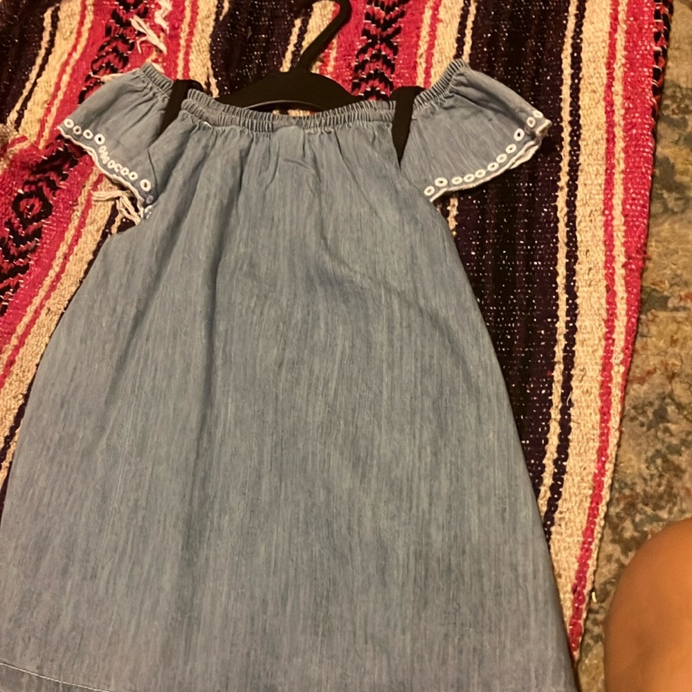 Blue Off-Shoulder Kids Dress